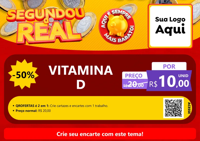 Modelo de Cartaz para Cartaz A4 Horizontal com o tema Segundou do Real para Farmácia