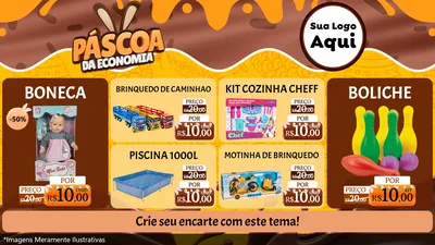 Modelo de TV para TV Horizontal com o tema Páscoa da Economia para Brinquedos