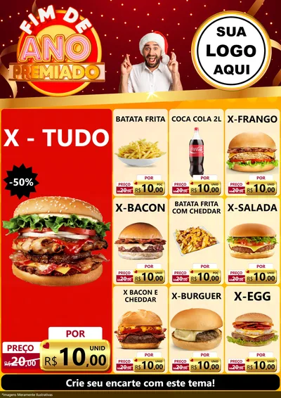 Modelo de Encarte para Encarte A4 Vertical com o tema Fim de Ano Premiado para Hamburgueria