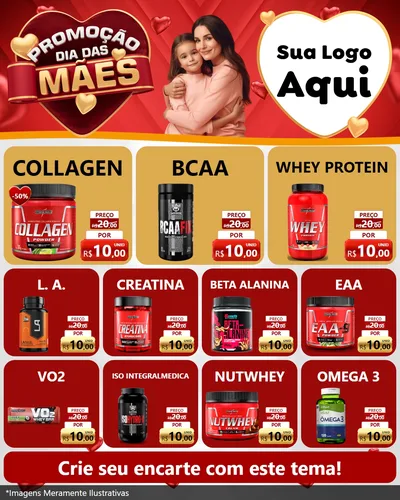 Modelo de Rede Social para Feed Instagram com o tema Promoção Dia das Mães para Suplementos alimentares