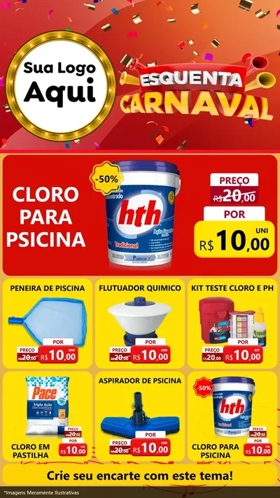 Modelo de Rede Social para Stories com o tema Esquenta Carnaval para Produtos para Piscina
