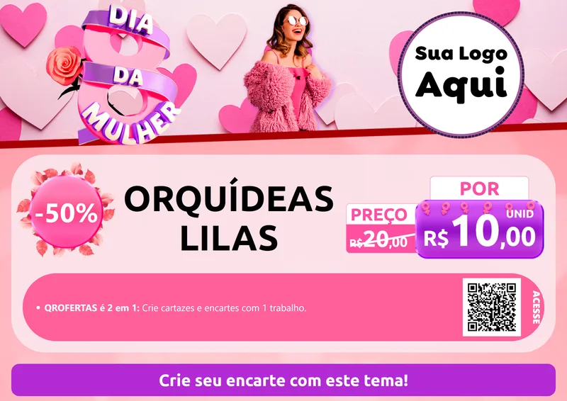 Modelo de Cartaz para Cartaz A4 Horizontal com o tema Dia da Mulher para Floricultura e jardim
