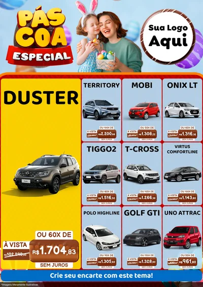 Modelo de Encarte para Encarte A4 Vertical com o tema Páscoa Especial para Concessionaria de Carros