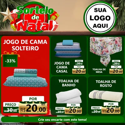 Modelo de Rede Social para Feed Facebook com o tema Sorteio de Natal para Cama, Mesa e Banho