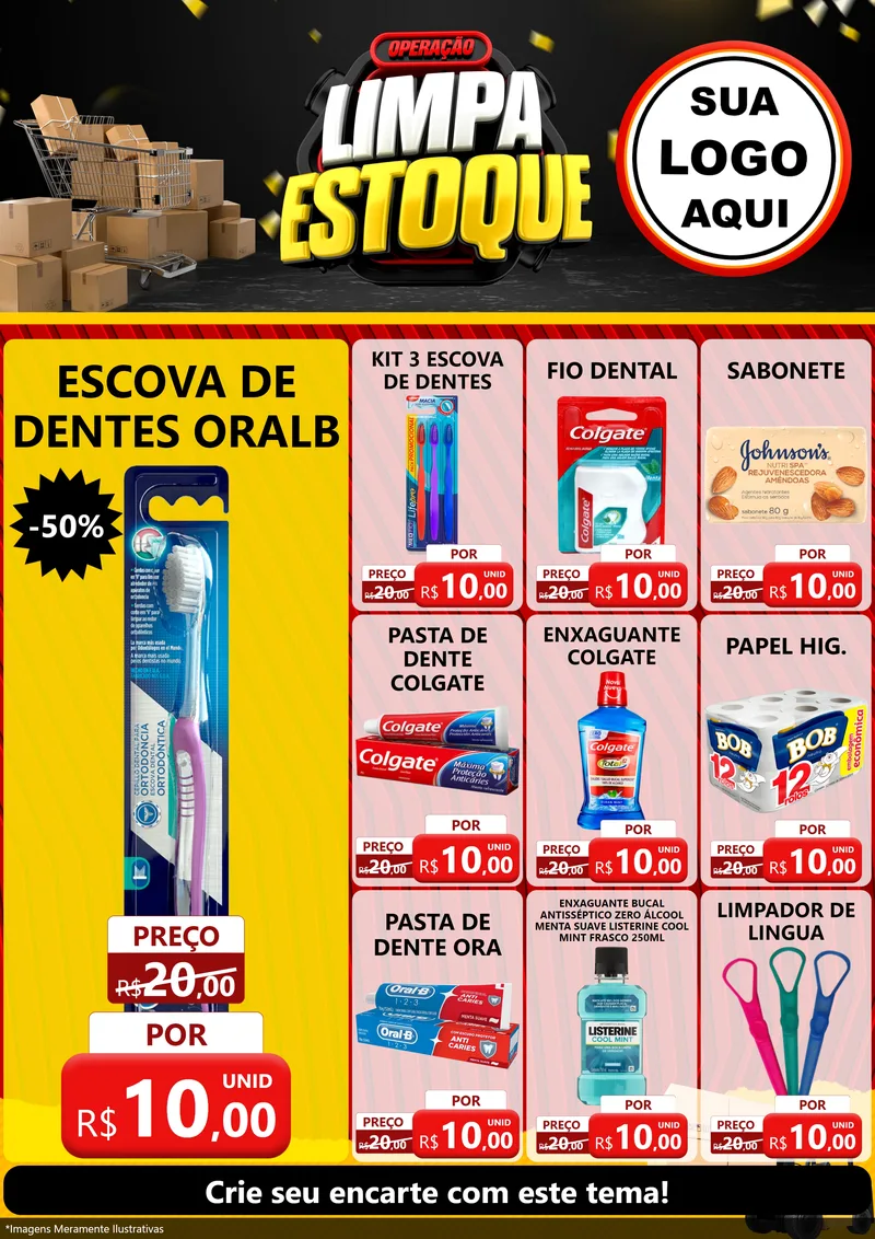 Modelo de Encarte para Encarte A4 Vertical com o tema Operação Limpa Estoque para Higiene Pessoal