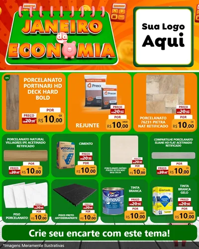 Modelo de Rede Social para Feed Instagram com o tema Janeiro da Economia para Pisos e revestimentos