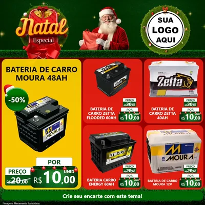 Modelo de Rede Social para Feed Facebook com o tema Natal Especial para Baterias Elétricas