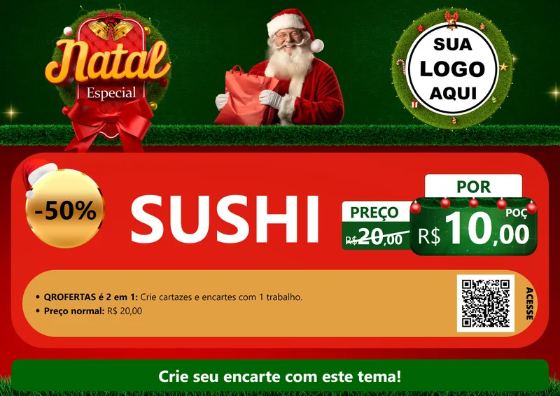 Modelo de Cartaz para Cartaz A4 Horizontal com o tema Natal Especial para Comida japonesa