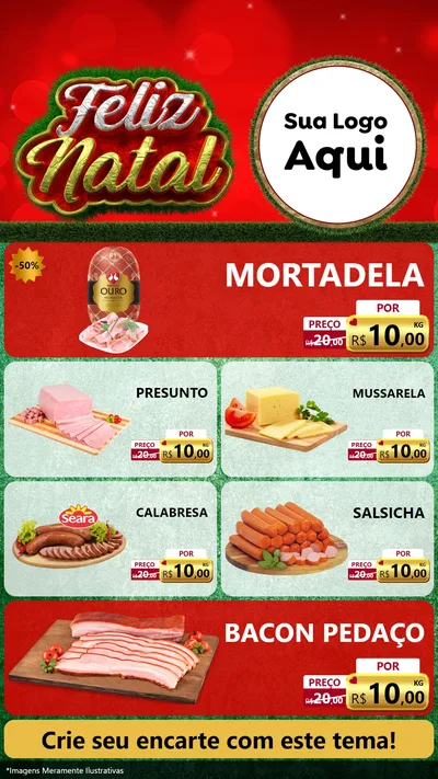 Modelo de TV para TV Vertical com o tema Feliz Natal para Frios e Laticínios