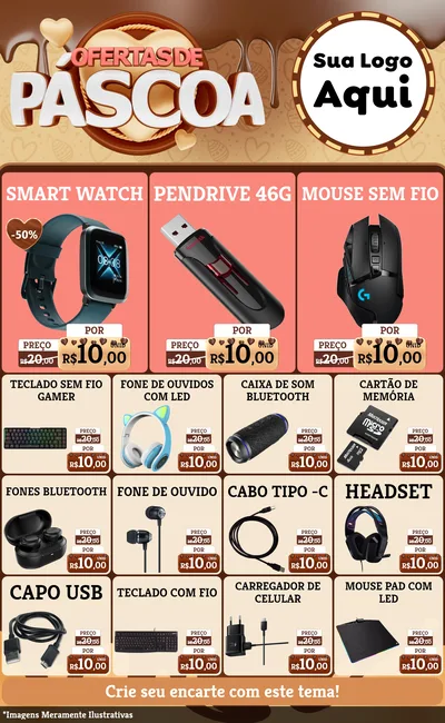 Modelo de Encarte para Encarte Grande com o tema Ofertas de Páscoa para Informática