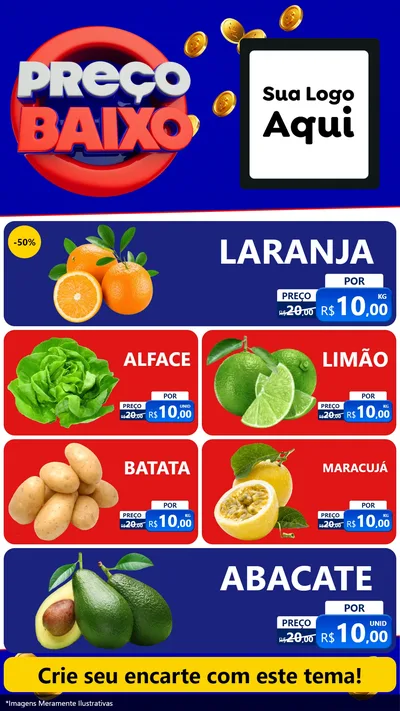 Modelo de TV para TV Vertical com o tema Preço Baixo para Hortifrúti