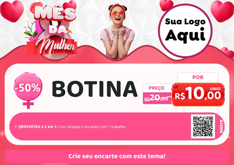 Modelo de Cartaz para Cartaz A4 Horizontal com o tema Mês da Mulher para Agropecuária