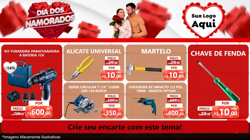 Modelo de TV para TV Horizontal com o tema Dia dos Namorados para Maquinas e Ferramentas
