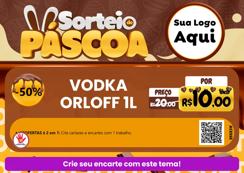 Modelo de Cartaz para Cartaz A4 Horizontal com o tema Sorteio de Páscoa para Distribuidora de bebidas