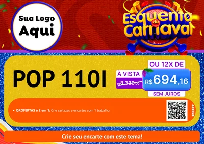 Modelo de Cartaz para Cartaz A4 Horizontal com o tema Esquenta de Carnaval para Concessionaria de Motos