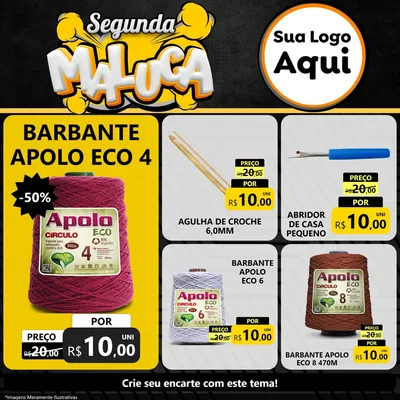 Modelo de Rede Social para Feed Facebook com o tema Segunda Maluca para Armarinho e Aviamentos
