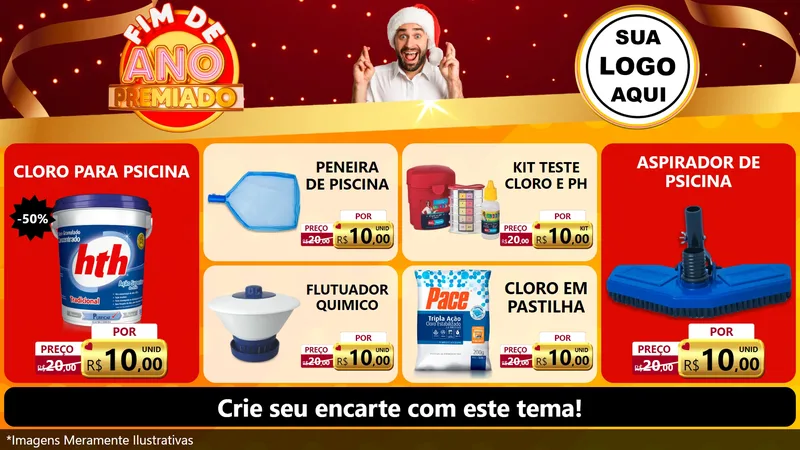 Modelo de TV para TV Horizontal com o tema Fim de Ano Premiado para Produtos para Piscina