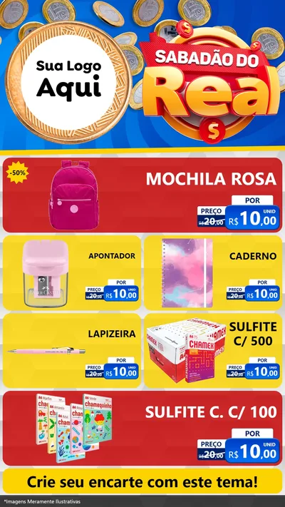 Modelo de TV para TV Vertical com o tema Sabadão do Real para Papelaria