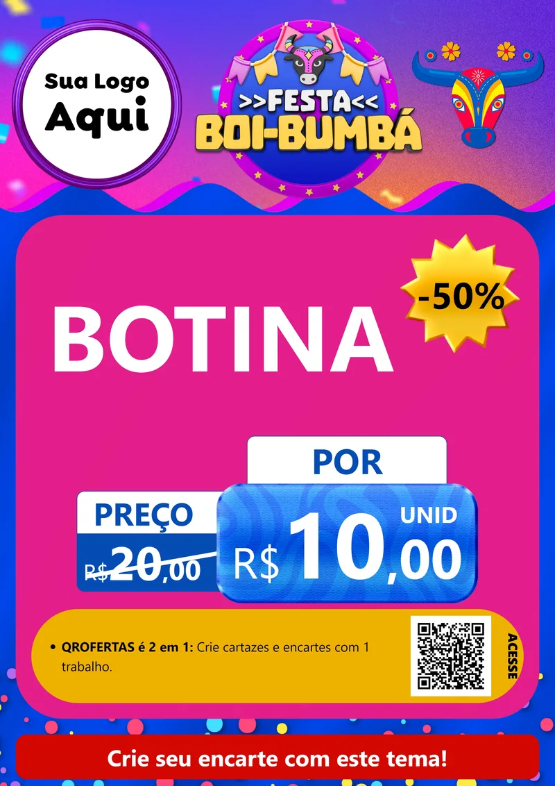 Modelo de Cartaz para Cartaz A4 Vertical com o tema Festa Boi-Bumbá para Agropecuária