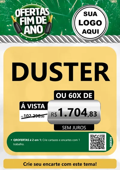 Modelo de Cartaz para Cartaz A4 Vertical com o tema Ofertas Fim de Ano para Concessionaria de Carros