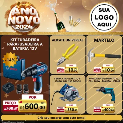 Modelo de Rede Social para Feed Facebook com o tema Feliz Ano Novo 2027 para Maquinas e Ferramentas