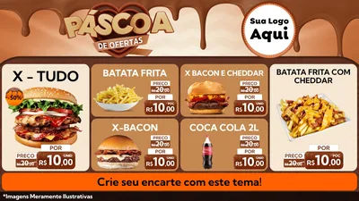 Modelo de TV para TV Horizontal com o tema Páscoa de Ofertas para Hamburgueria