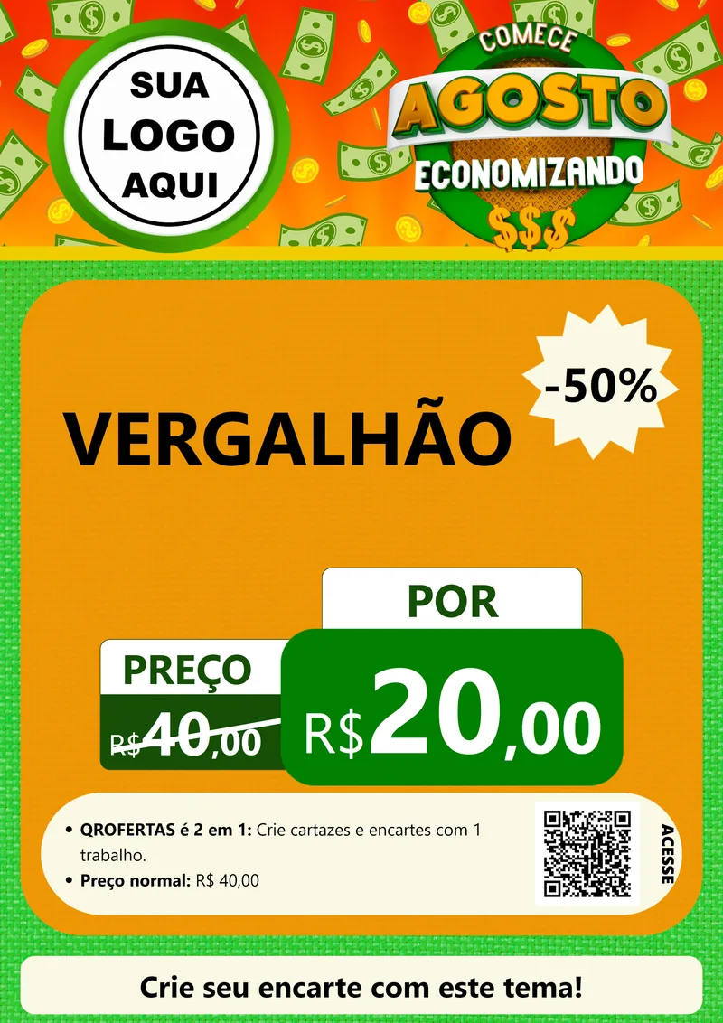 Modelo de Cartaz para Cartaz A4 Vertical com o tema Comece Agosto Economizando para Ferragens