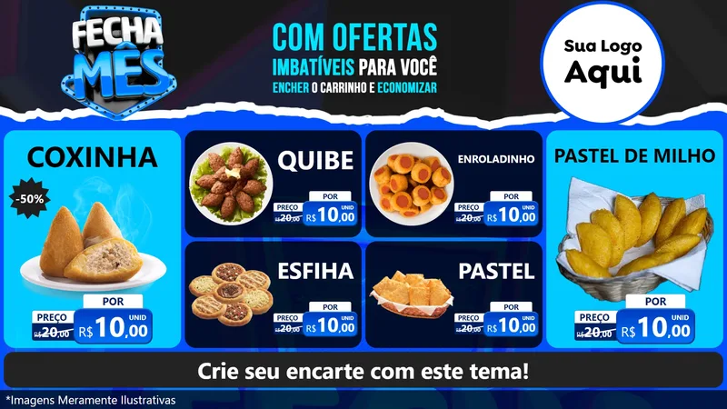 Modelo de TV para TV Horizontal com o tema Fecha Mês para Salgadaria