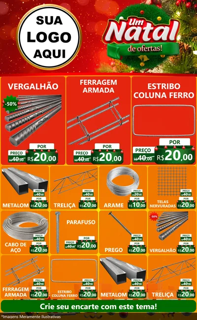Modelo de Encarte para Encarte Grande com o tema Um Natal de Ofertas para Ferragens