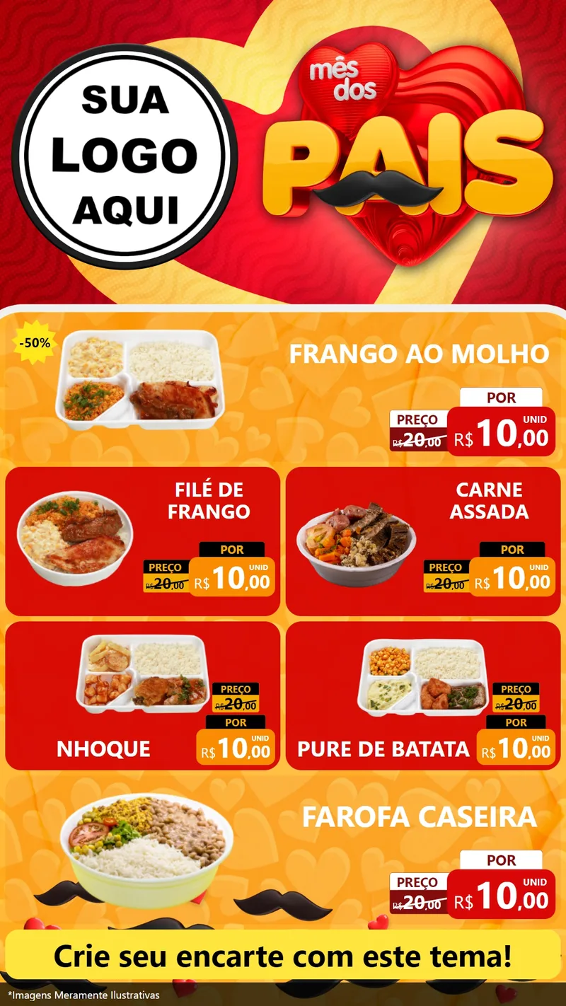 Modelo de TV para TV Vertical com o tema Mês Dos Pais para Restaurante