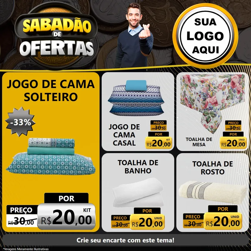Modelo de Rede Social para Feed Facebook com o tema Sabadão de Ofertas para Cama, Mesa e Banho