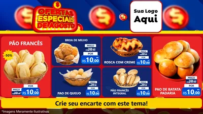 Modelo de TV para TV Horizontal com o tema Ofertas Especiais de Agosto para Padaria