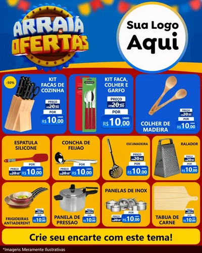 Modelo de Rede Social para Feed Instagram com o tema Arraiá de Ofertas - Junina para Utilidades Domésticas