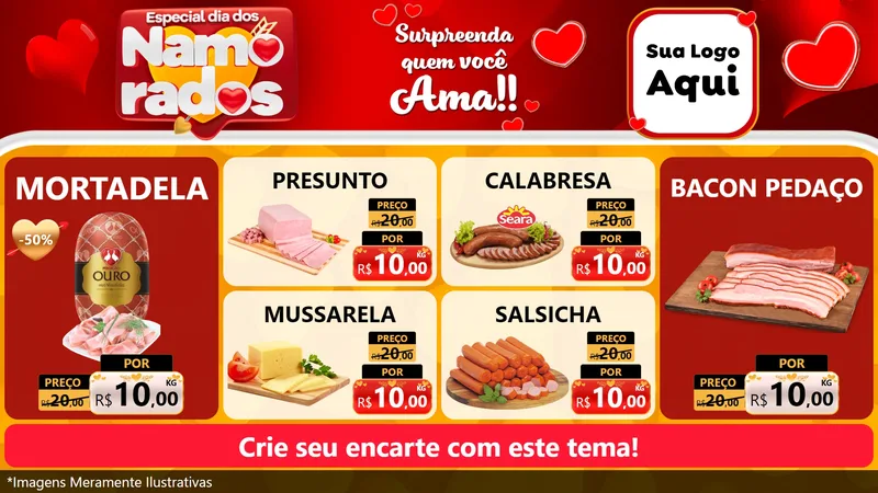 Modelo de TV para TV Horizontal com o tema Especial Dia dos Namorados para Frios e Laticínios
