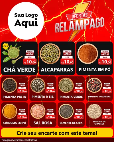 Modelo de Rede Social para Feed Instagram com o tema Ofertas Relâmpago para Produtos Naturais