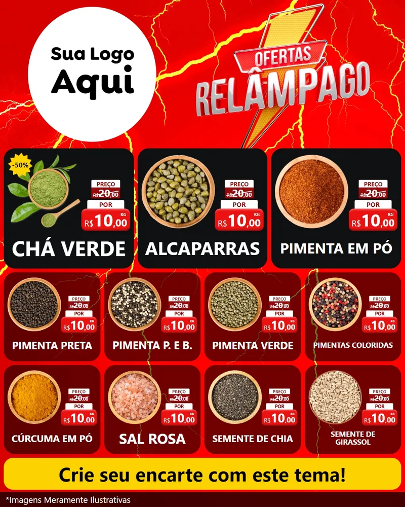 Modelo de Rede Social para Feed Instagram com o tema Ofertas Relâmpago para Produtos Naturais