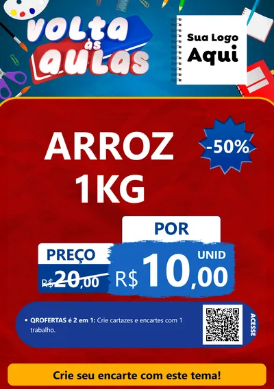 Modelo de Cartaz para Cartaz A4 Vertical com o tema Volta Às Aulas para Supermercado