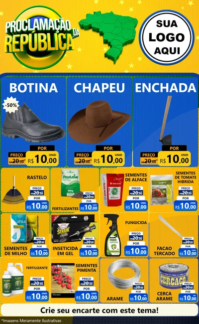 Modelo de Encarte para Encarte Grande com o tema Proclamação da República para Agropecuária