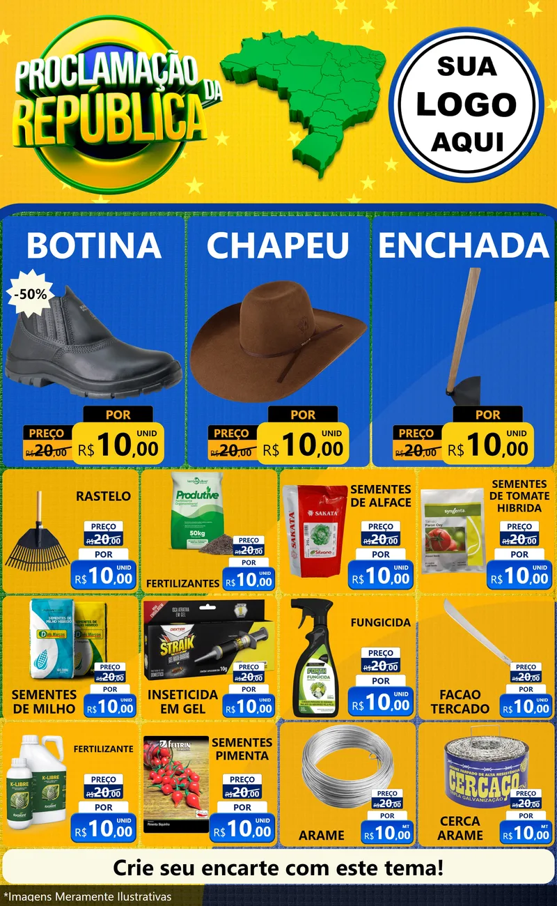 Modelo de Encarte para Encarte Grande com o tema Proclamação da República para Agropecuária