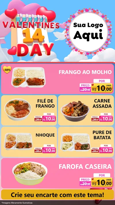Modelo de TV para TV Vertical com o tema Valentine's Day para Restaurante