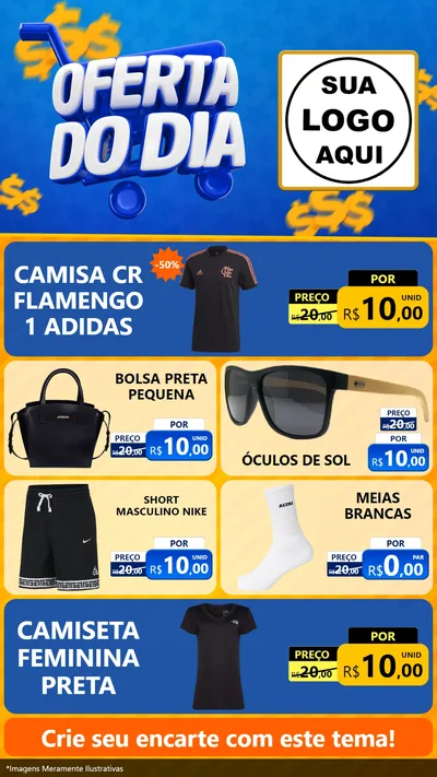 Modelo de TV para TV Vertical com o tema Oferta do Dia para Roupas e acessórios