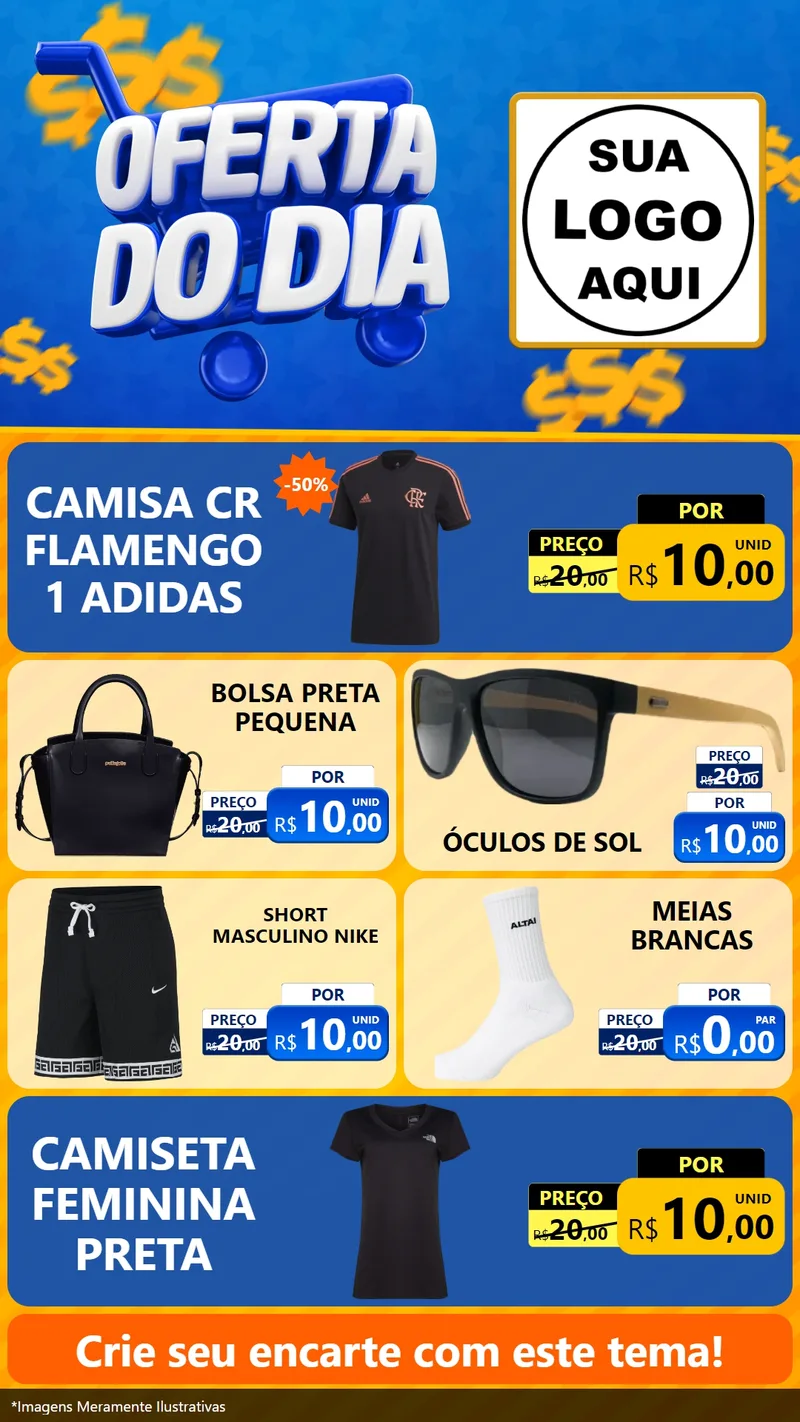 Modelo de TV para TV Vertical com o tema Oferta do Dia para Roupas e acessórios