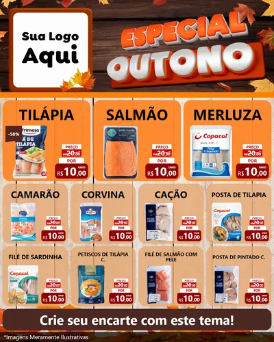 Modelo de Rede Social para Feed Instagram com o tema Especial Outono para Peixaria