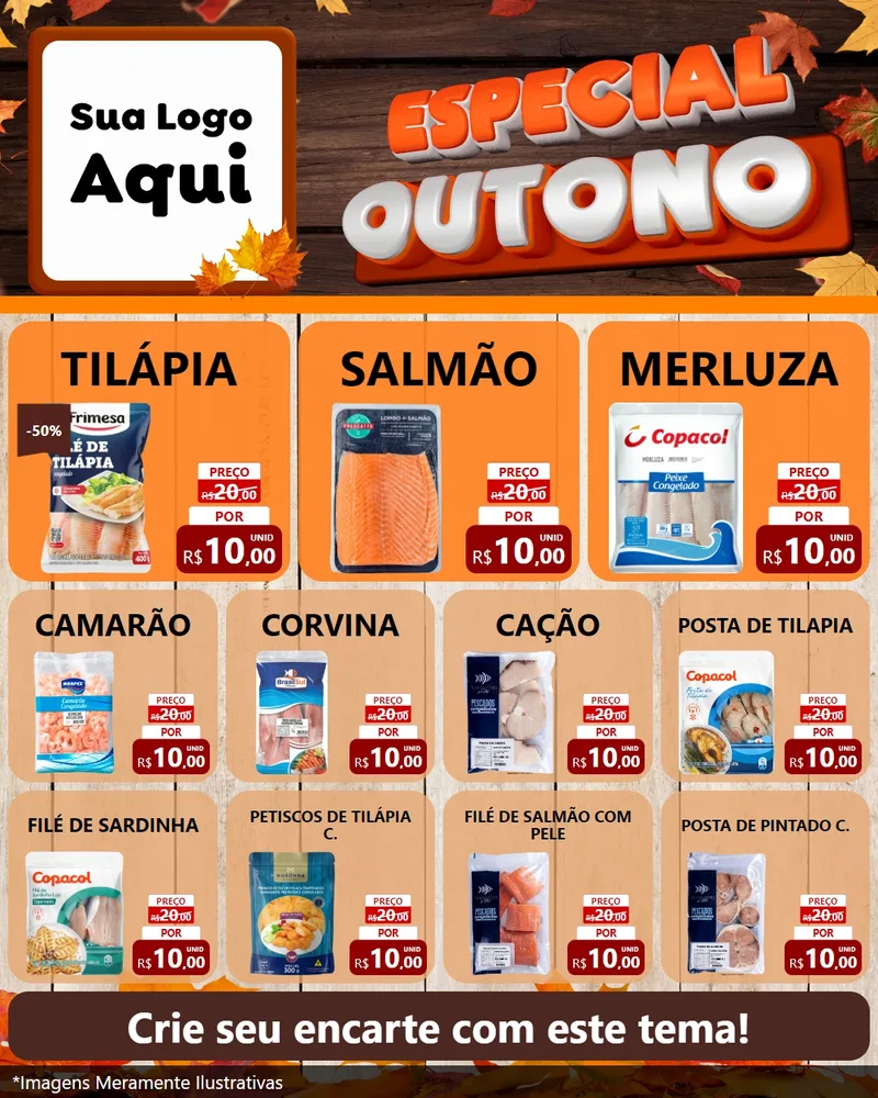 Modelo de Rede Social para Feed Instagram com o tema Especial Outono para Peixaria