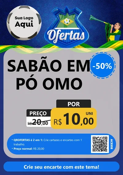 Modelo de Cartaz para Cartaz A4 Vertical com o tema Ofertas (Futebol) para Produtos de Limpeza
