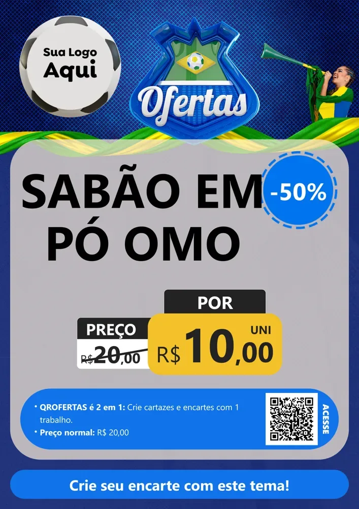 Modelo de Cartaz para Cartaz A4 Vertical com o tema Ofertas (Futebol) para Produtos de Limpeza