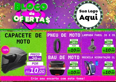 Modelo de Encarte para Encarte A4 Horizontal com o tema Bloco de Ofertas para Moto peças