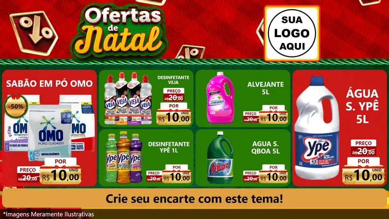 Modelo de TV para TV Horizontal com o tema Ofertas de Natal para Produtos de Limpeza