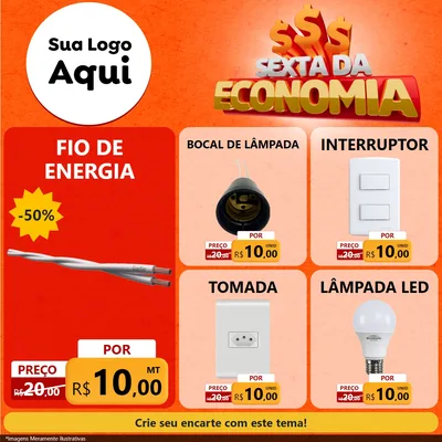 Modelo de Rede Social para Feed Facebook com o tema Sexta da Economia para Materiais Elétricos