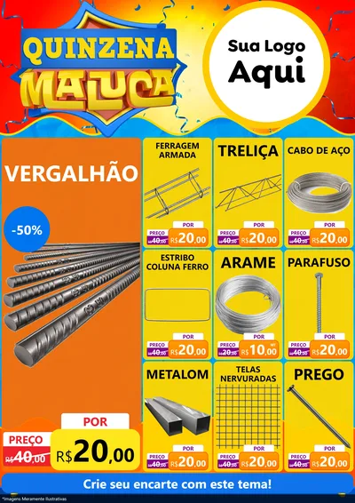 Modelo de Encarte para Encarte A4 Vertical com o tema Quinzena Maluca para Ferragens